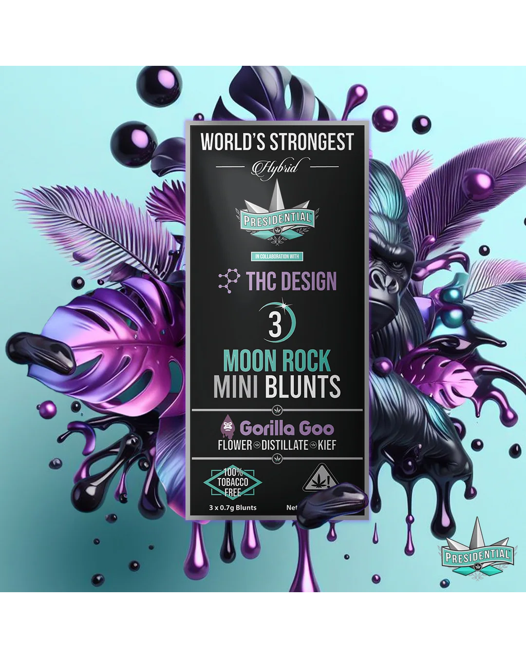 Presidential Gorilla Goo mini blunt package with character art
